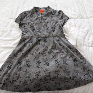 Modcloth High Society grey plaid and floral dress, size XL, like new condition